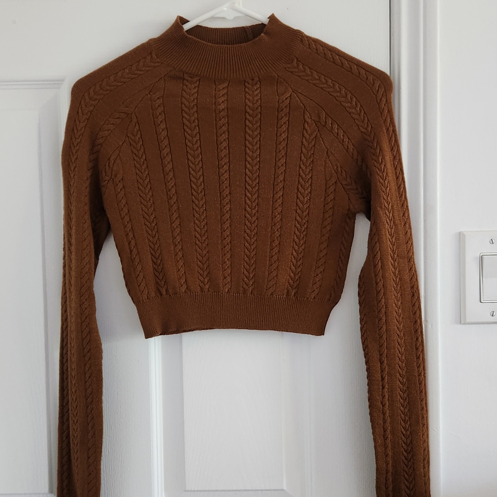 Ardene Brown Cable Knit Turtleneck Sweater